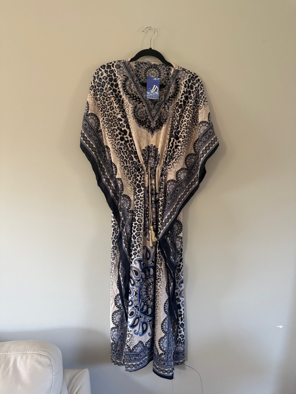 J.D. Industries | Beige & Navy Paisley Print Caftan